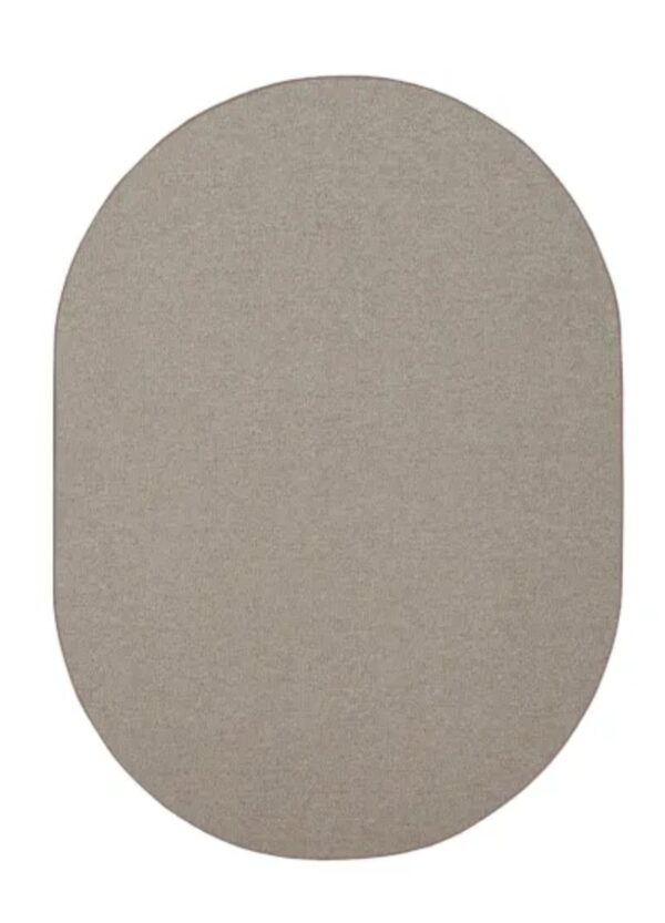 Modern Indoor Outdoor 3' X 5' Oval Beige Commercial Solid Color Area Rugs