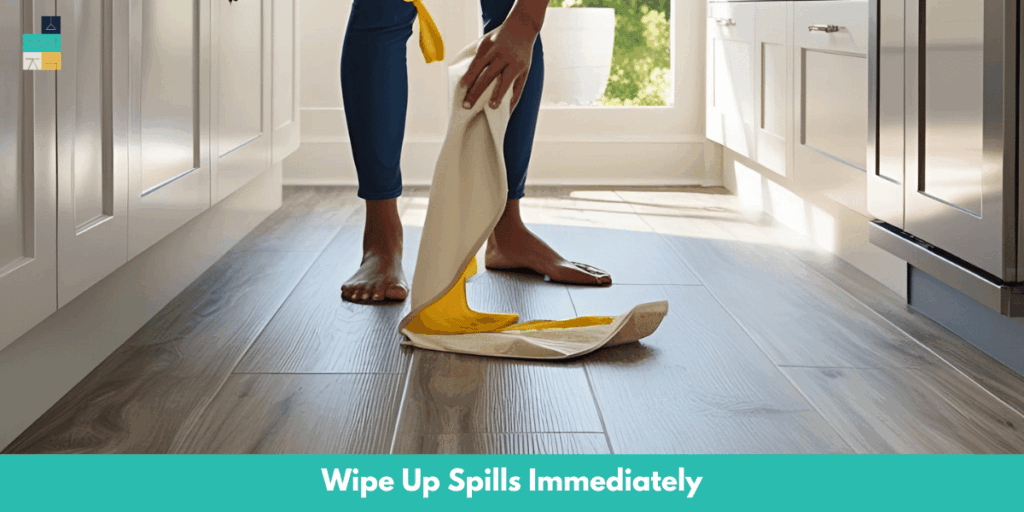 Wipe Up Spills Immediately LVP Flooring 