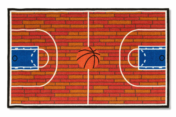 Furnish My Place 690 Rust Basketball Childrens Play Area Rug for Bathroom