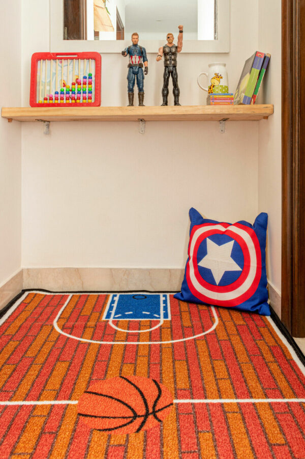 Furnish My Place 690 Rust Basketball Childrens Play Area Rug for Bathroom