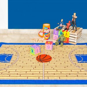 Furnish My Place 695 Basketball Blue Kid Play Area Rug for Bathroom