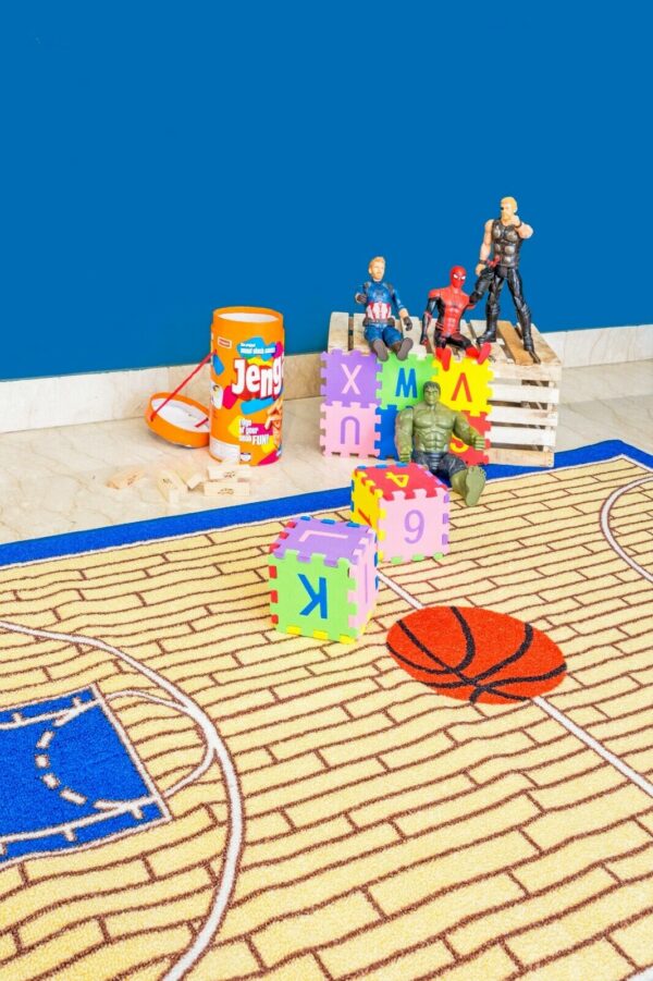 Furnish My Place 695 Basketball Blue Kid Play Area Rug for Bathroom