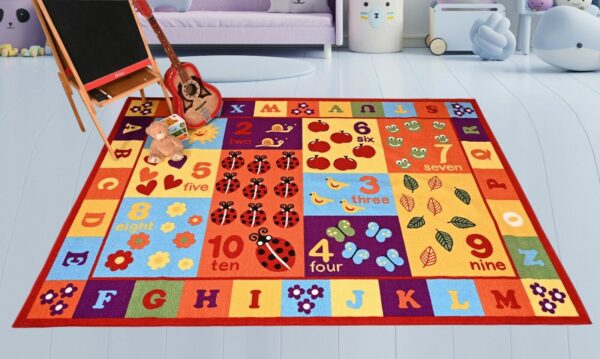 Furnish My Place 740 ABC With Numbers ABC Area Rug for Kids, Educational Alphabet Letter & Numbers