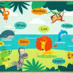 Furnish My Place 759 Animal Names HD Animal Name Educational Rug for Kids