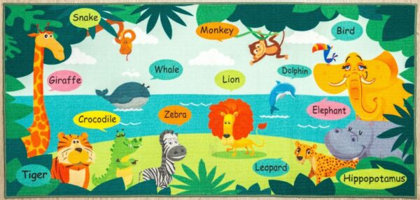 Furnish My Place 759 Animal Names HD Animal Name Educational Rug for Kids