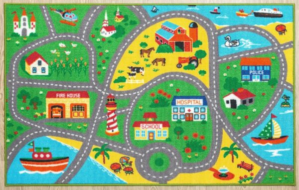 Furnish My Place 760 City Map City Street Map Kids Rug for Nursery