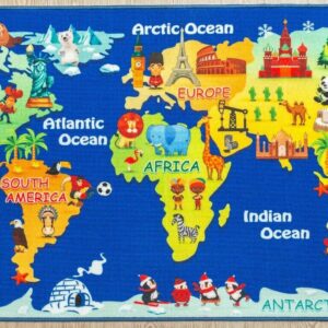 Furnish My place 756 World Map HD World Continent Map for Kids Area Rug