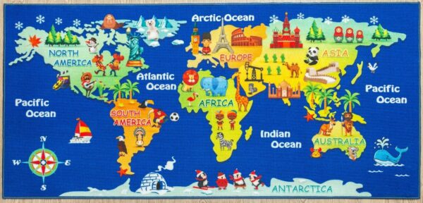 Furnish My place 756 World Map HD World Continent Map for Kids Area Rug