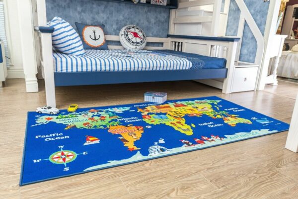 Furnish My place 756 World Map HD World Continent Map for Kids Area Rug