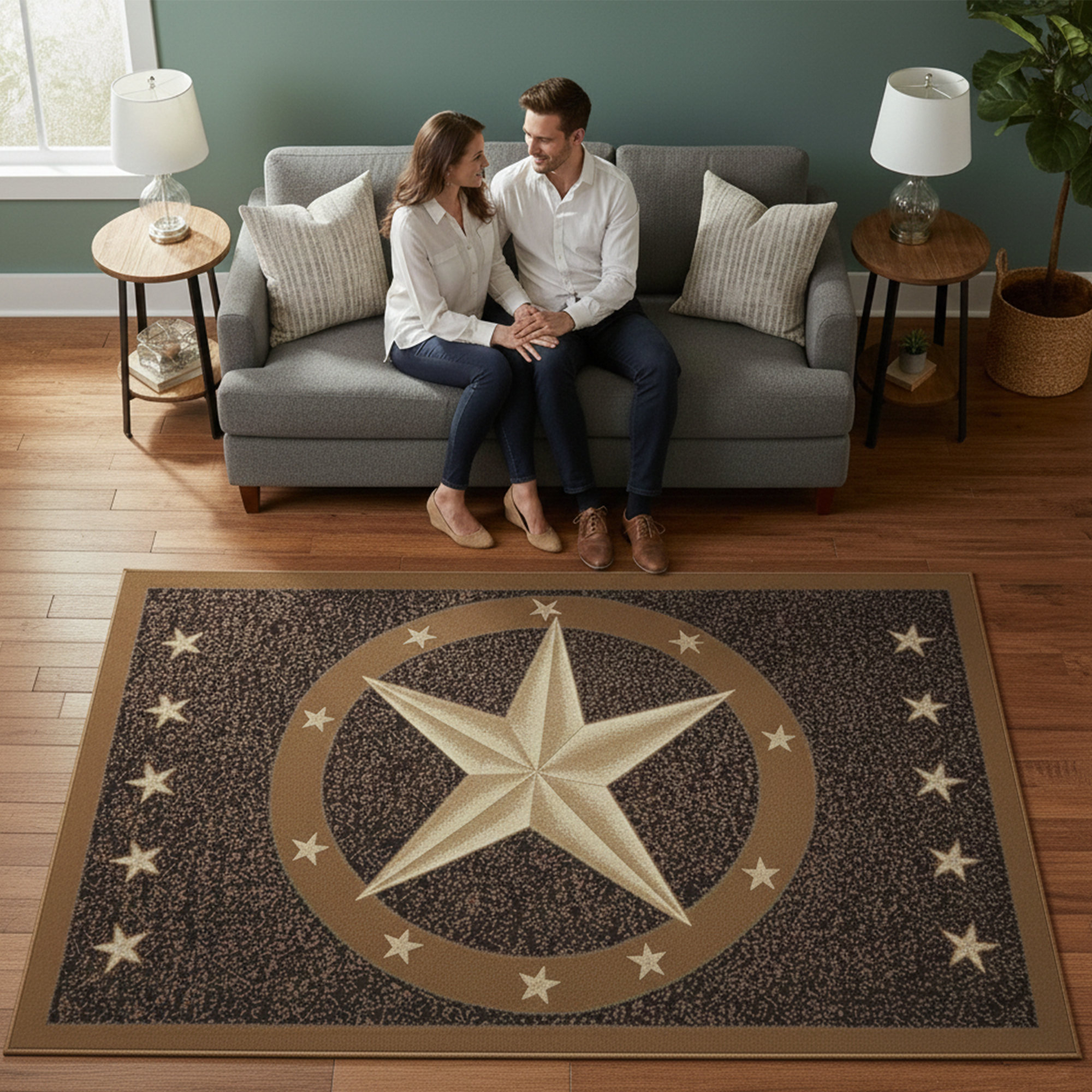 Furnish My Place 800 Texas Star Cowboy Area Kids Rug for Playroom, Bathroom & Kindergarten Classroom, Floor Mat, Texas Western Star Rustic, Multicolor