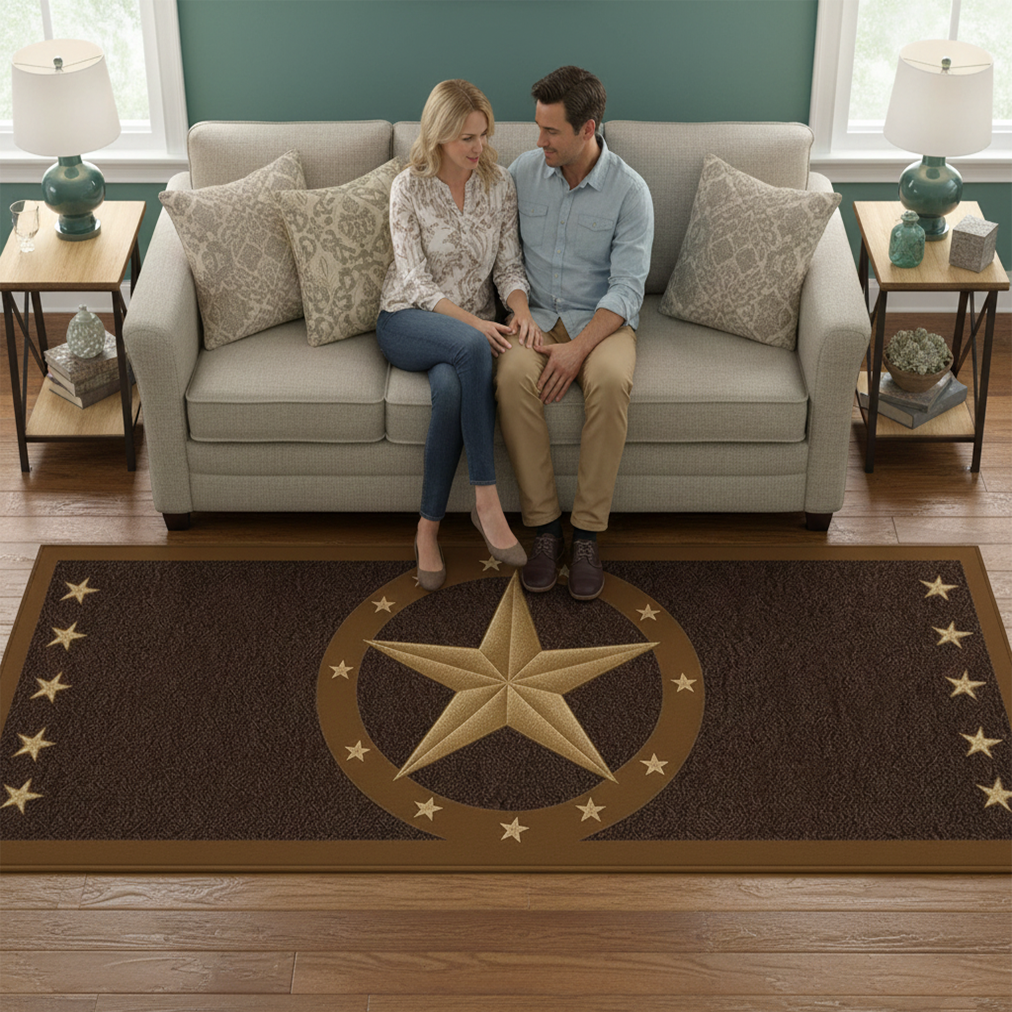 Furnish My Place 800 Texas Star Cowboy Area Kids Rug for Playroom, Bathroom & Kindergarten Classroom, Floor Mat, Texas Western Star Rustic, Multicolor - Image 2